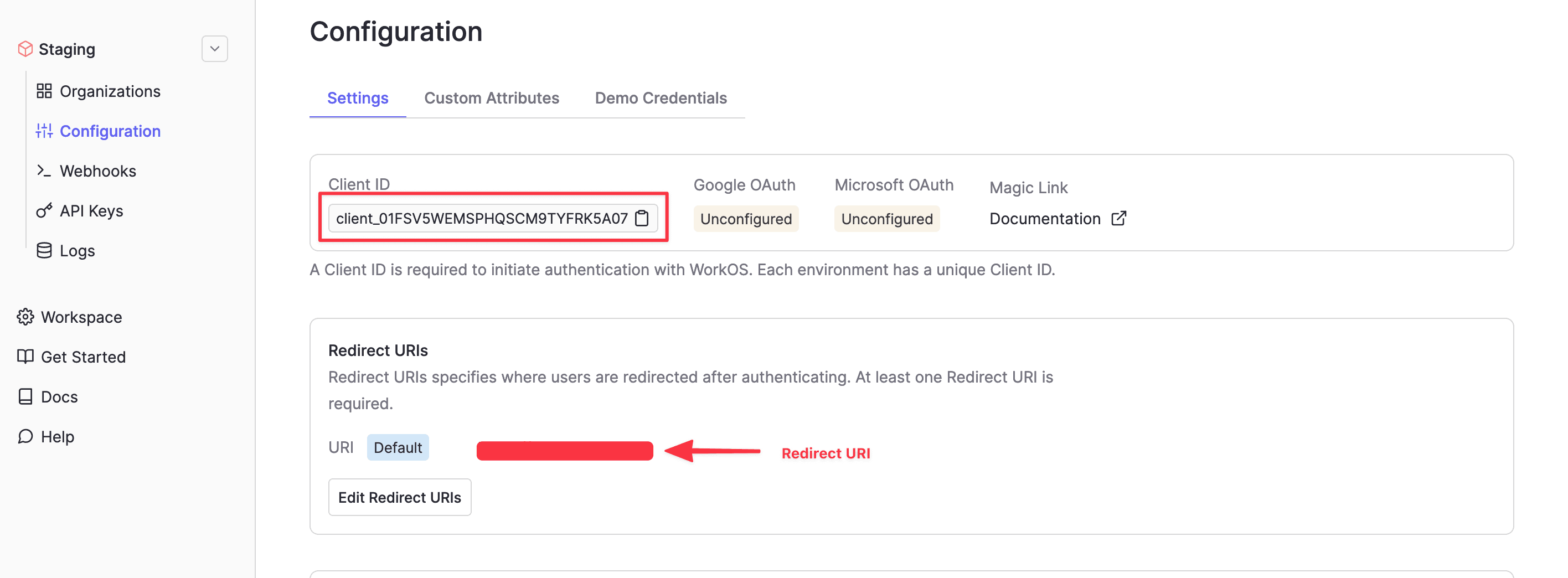 Fetch Client ID and configure Redirect URI